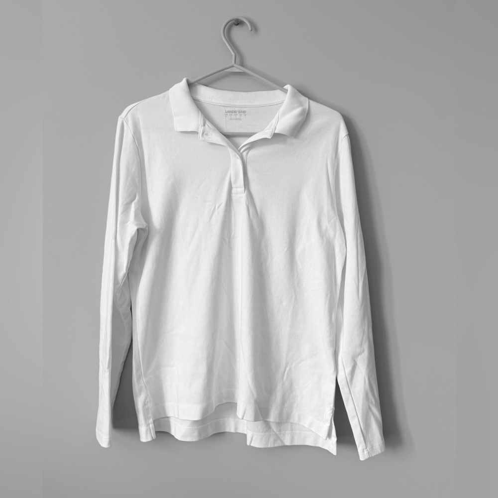Lands' End Men's White Polo Shirt